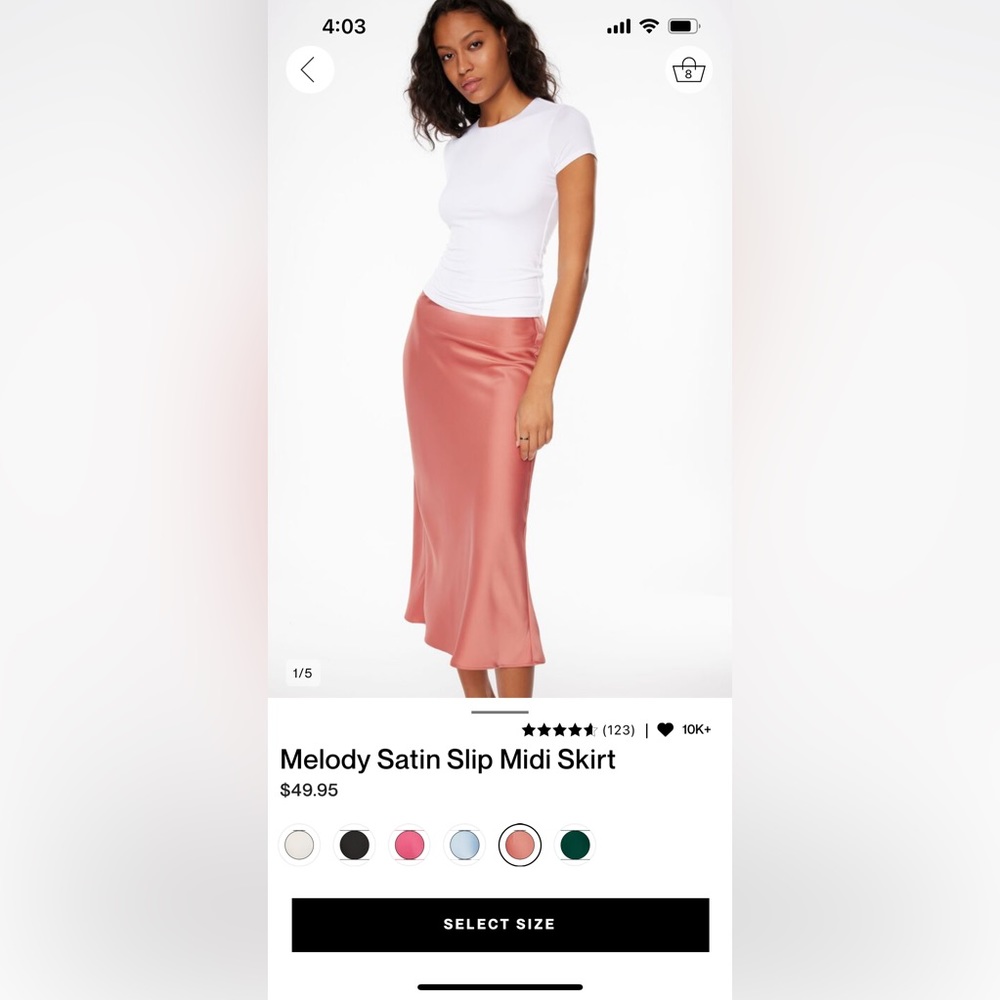 NWT satin midi skirt L